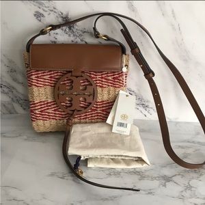 Tory Burch Miller Stripe Straw Crossbody Woven